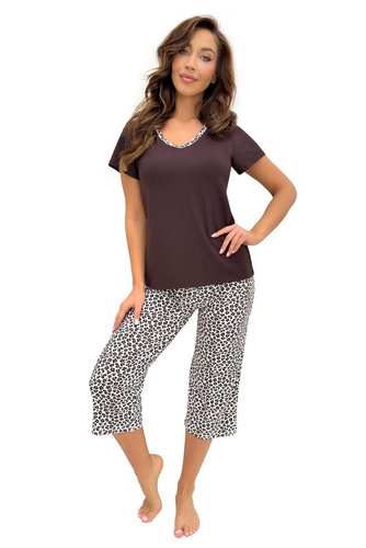 Piżama Donna Zoya 3/4 – wiskoza i bawełna, V-neck