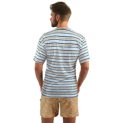 2651/03 Piżama Męska krótki rękaw, spodenki Sesto Senso - beżowy