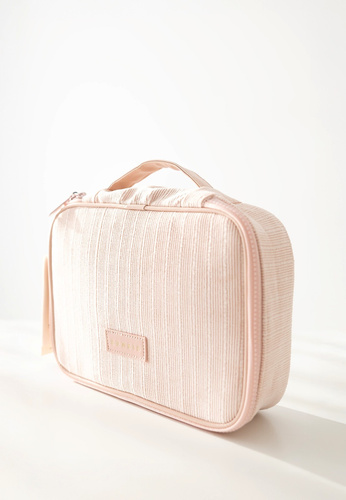 Kosmetyczka Large Sensis – Elegancka, Prążkowana, Zamek, Miejsce na Pędzle