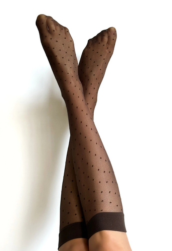 Podkolanówki Puntini Veneziana  cappuccino– delikatne, z nieuciskającym ściągaczem | Komfort i elegancja