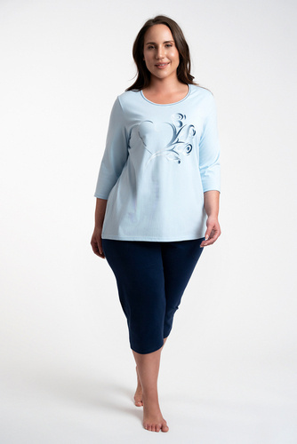 Arietta Piżama Damska 3/4 rękaw i 3/4 spodnie Italian Fashion - niebieski