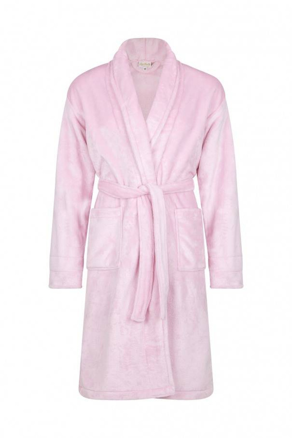 Queen + Korona Szlafrok damski polarowy ByShelly - jasny róż/złoty