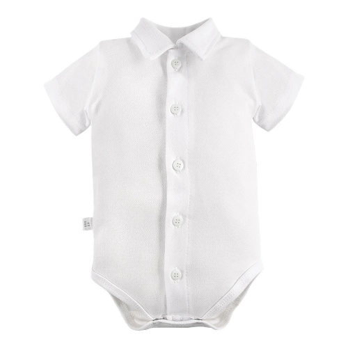 Ceremony Body z kołnierzykiem krótki rękaw Eevi - biały