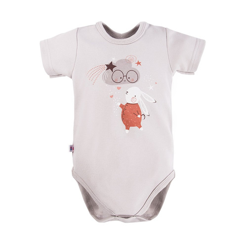 Mellow Body z krókim rękawem z nadrukiem Ewa Klucze- szary