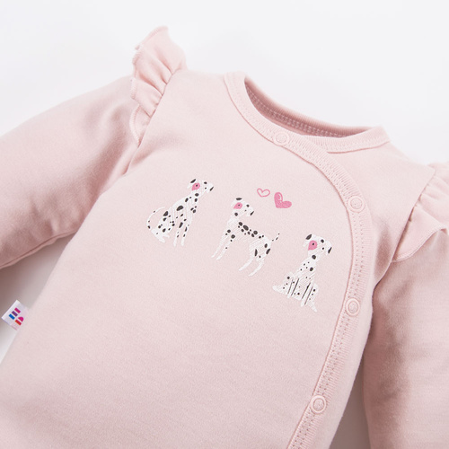 Dogs & Spots Body rozpinane z długim rękawem Eevi - różowe