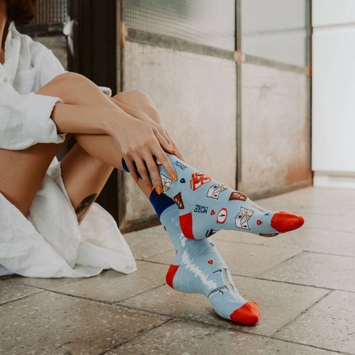 078 Nie do pary, Skarpety damskie More - 019 błękit