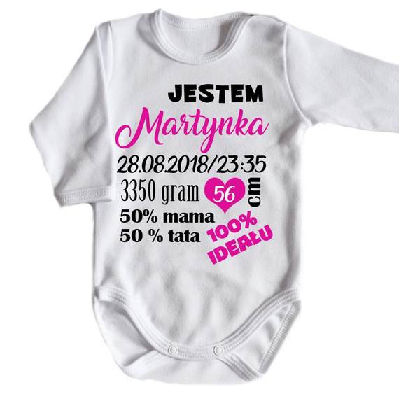 Body długi rękaw z metryczką Moocha biały