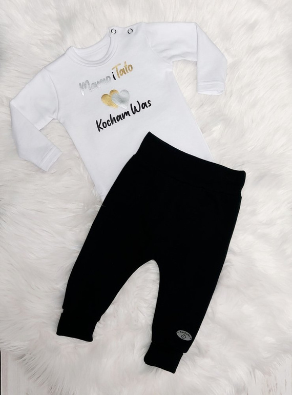 "Mamo i Tato Kocham Was" Body z długim rękawem Bambarillo - ecru 