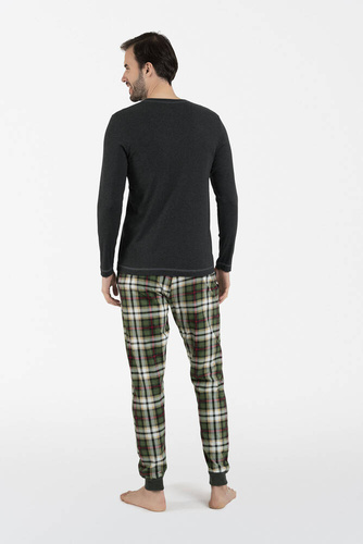 Seward Piżama Męska długi rękaw, długie spodnie Italian Fashion - c.melanż/druk