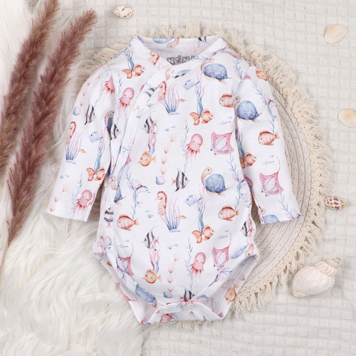 ABN-5471 Underwater World Body kopertowe z długim rękawem Nini – bawełna organiczna, dla niemowląt