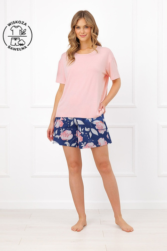 Piżama Damska Italian Fashion Ardizja Wiskoza Bawełna Kwiaty Szorty