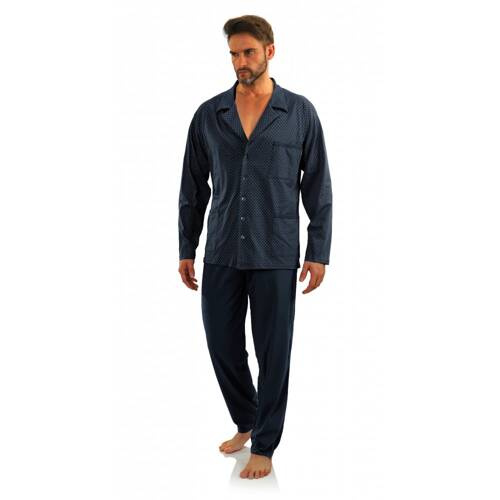 Rozpinana Piżama Męska Sesto Senso - kotwiczki granatowy