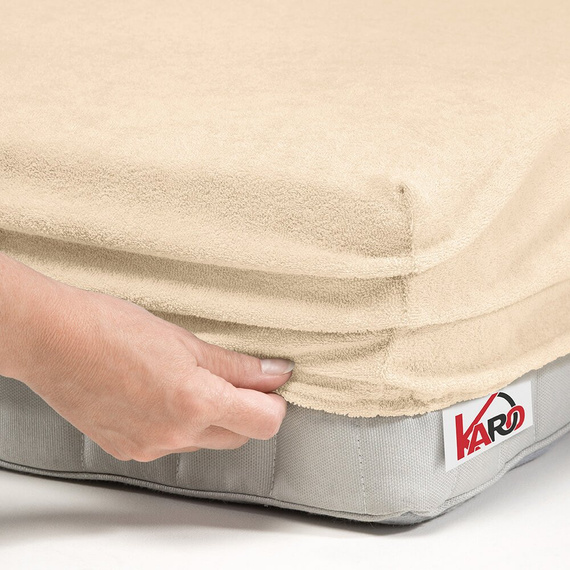 Prześcieradło frotte z gumką KARO - jasny beż