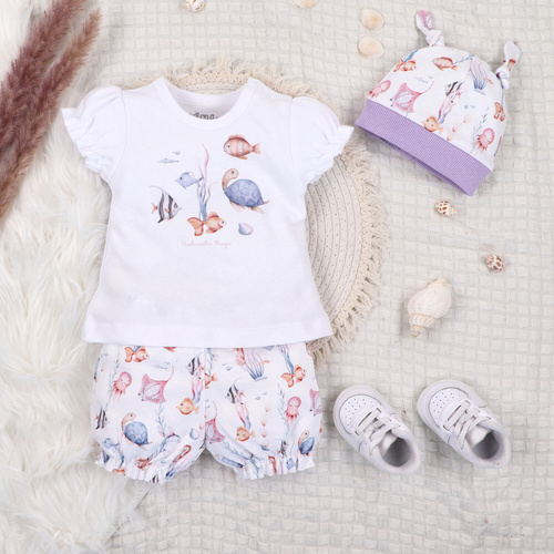 ABN-5490 Underwater World Czapka niemowlęca Nini  – bawełna organiczna, miękka, przewiewna