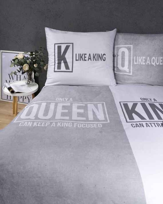 4100 A Holland 129 Pościel bawełniana Queen King Detexpol szary/biały