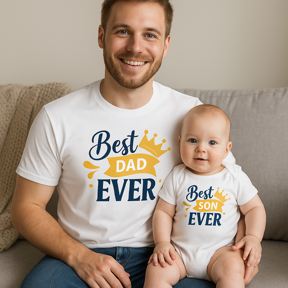 "BEST DAD + BEST SON" Komplet dla taty i syna koszulka + body Moocha 