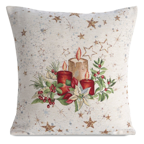 Chp 1270 Poszewka świąteczna gobelinowa stroik Eurofirany beżowy 