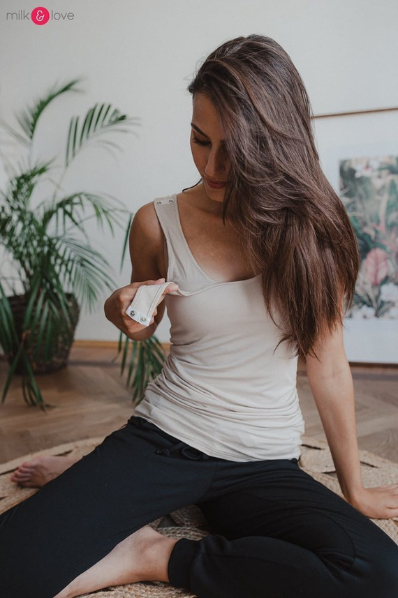 Milky Nap top ciążowy i do karmienia Milk&Love beżowy