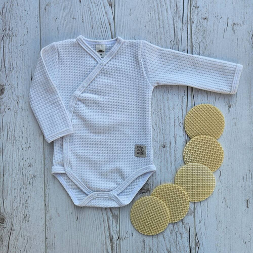 03249W "Natural Waffel" Body baby z długim rękawem Makoma white
