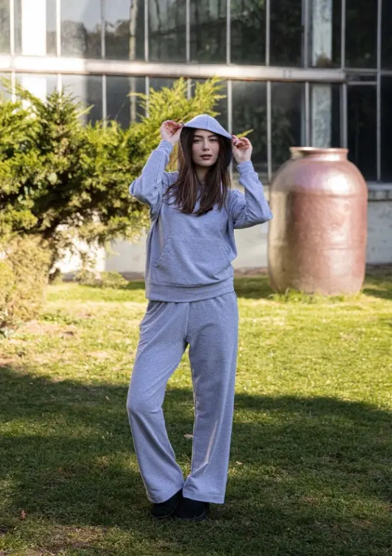 DK-K-B8 Dresowy komplet damski Dkaren - szary