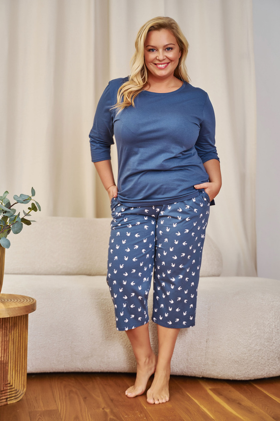 7264 Piżama Damska Plus Size Doctor Nap - deep blue