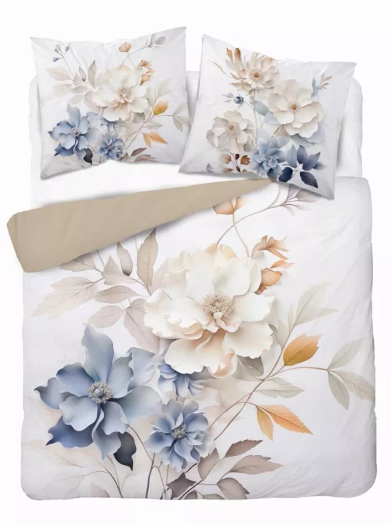 5315 A Pościel z mikrofibry kolorowa kwiaty Detexpol beżowy