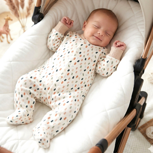 ABN-5326 Pajacyk z bawełny organicznej Nini kremowy