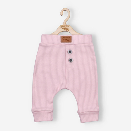 KAR-0001/JRO Spodnie z dzianiny prążkowej Lagarto Verde - różowy