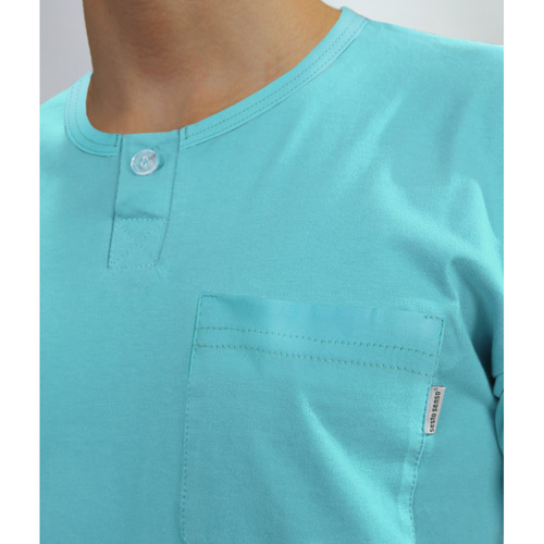 2576/17 Piżama męska krótki rękaw krótkie spodnie Sesto Senso turkusowy 