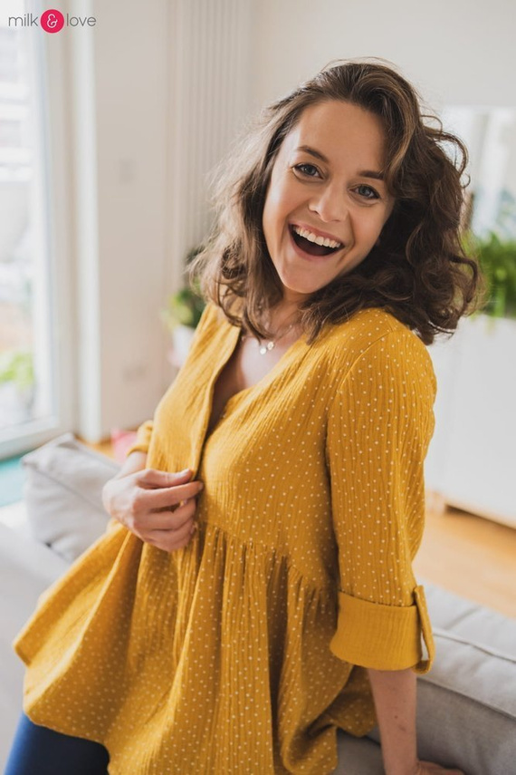 Mother Nature tunika z muślinu organicznego Milk&Love musztardowa