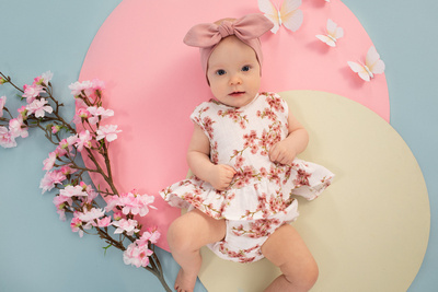 Summer Mood Sukienko-body na ramiączkach Pinokio - ecru kwiaty