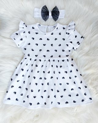 Serduszka Sukienka dziewczęca Bamabrillo biały-granatowy