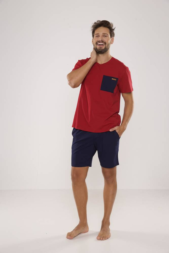 646 Kevin Piżama Męska De Lafense - bordo