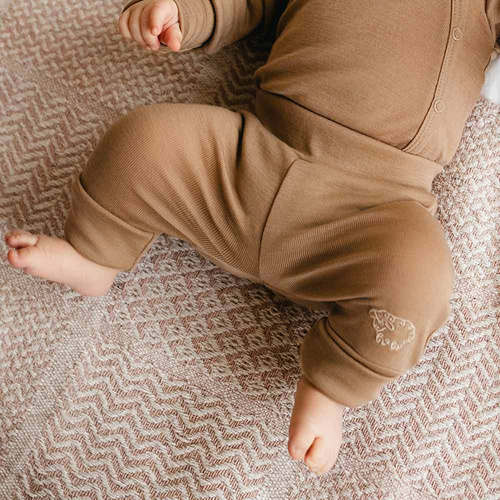 Legginsy dziecięce merino Eevi 100% wełna rosnące ciepłe- karmelowe