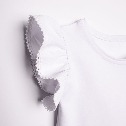 220138 Bluzka dziewczęca Nicol biała bawełniana z koronką elegancka