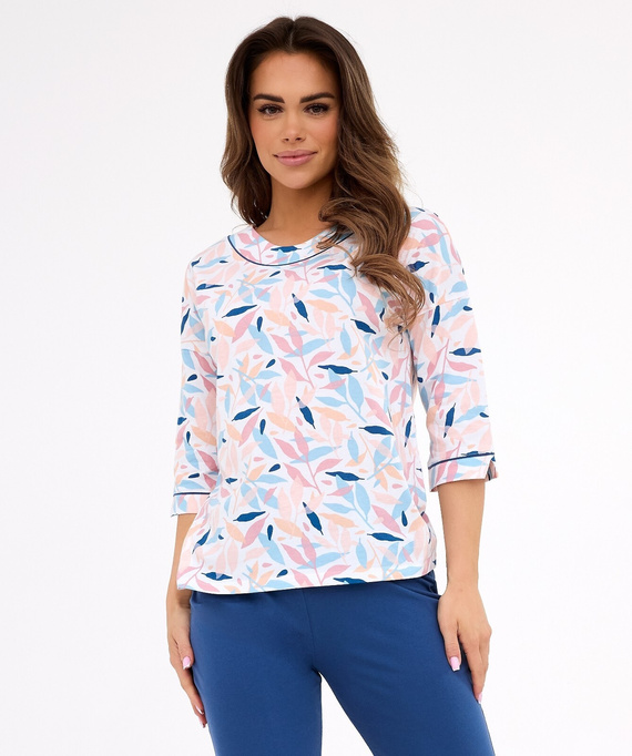 Amelia 732/452 Piżama damska Cornette nibieski – bawełna, rękaw 3/4, wygoda i styl