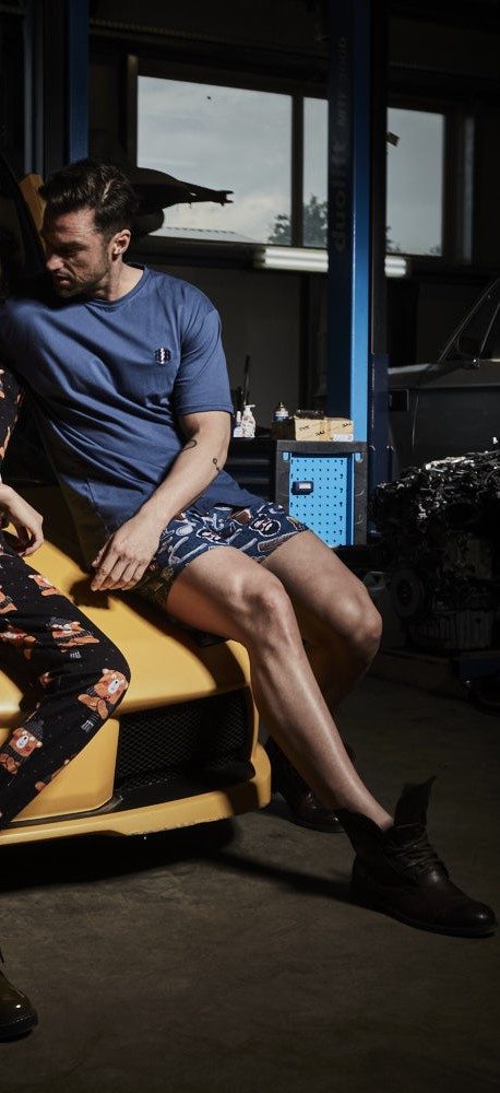 Cornette 326/191 Barber Piżama męska krótki rękaw, spodenki jeans