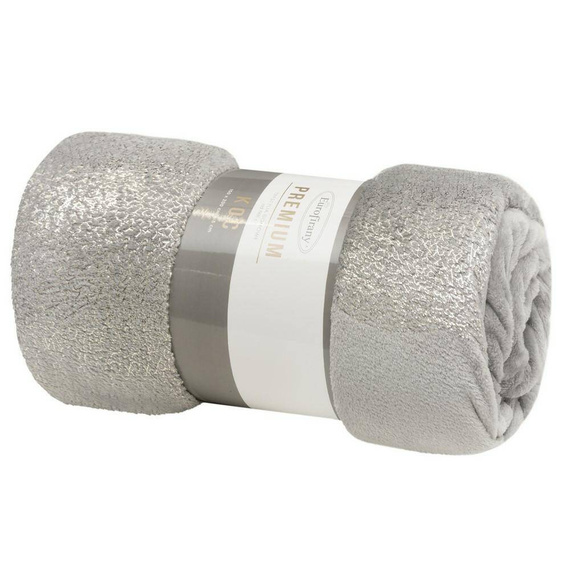 Ginko 2 Koc narzuta z mikrofibry z błyszczącym nadrukiem liści Eurofirany miodowy