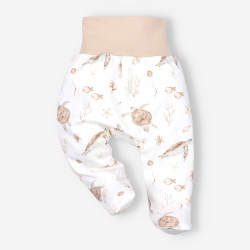 ABN-4008/ŻÓŁ Turtles Półśpiochy z bawełny organicznej Nini druk