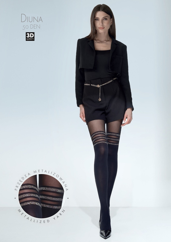 Diuna 3D Rajstopy 50 den Knittex -czarny