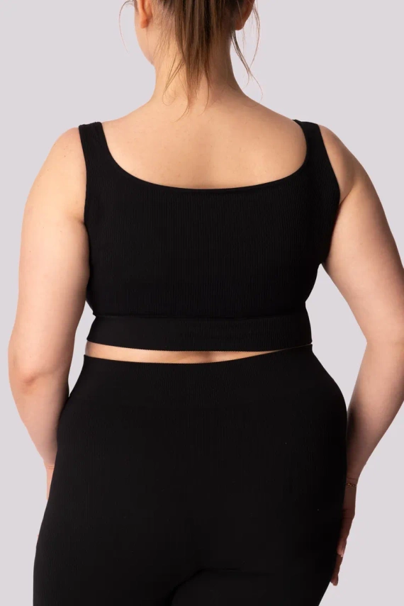 Ribbed top biustonosz sportowy prążek Mona czarny