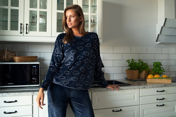 Eliksir Komplet Damski dł. rękaw, dł. spodnie Italian Fashion granat