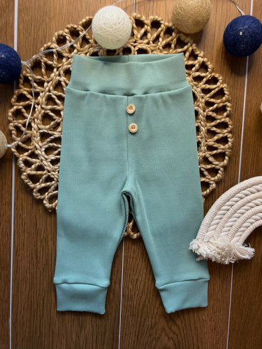 Legginsy chłopięce LC004 szałwiowe bawełniane prążkowane z guziczkami