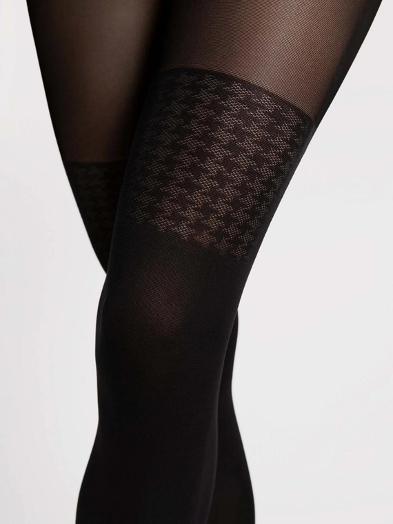 Fiore G6140 Pepita Black Rajstopy 40 DEN Imitujące Pończochy Pepitka
