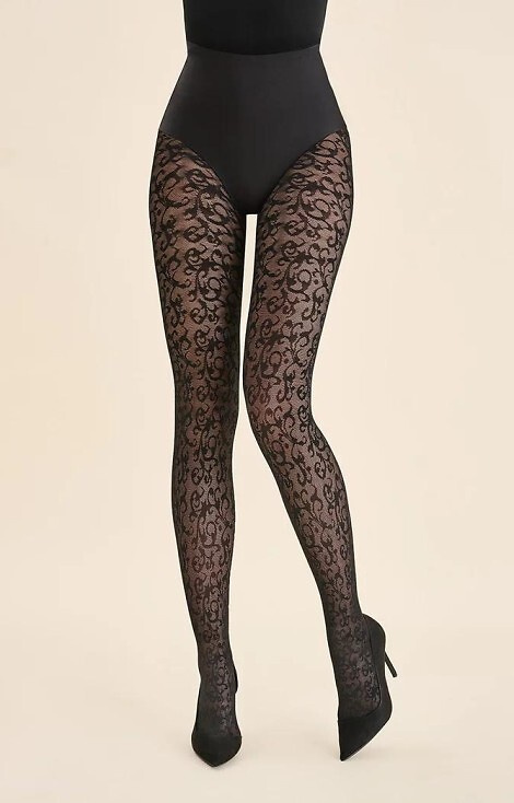 1235 Perse Rajstopy Gabriella czarne – ornamentowe 60 den, technologia 3D