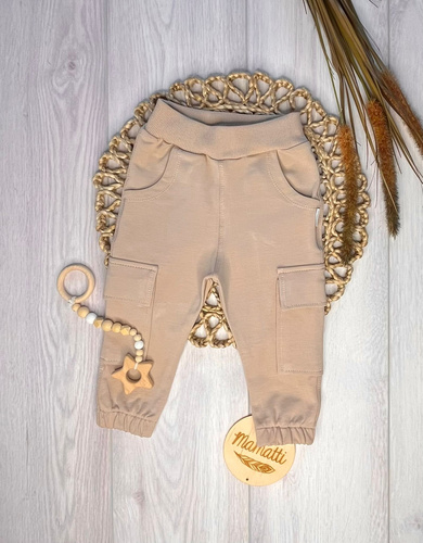 Spodnie dziecięce JOGGERY Mamatti SJ12 beżowe – miękkie wygodne