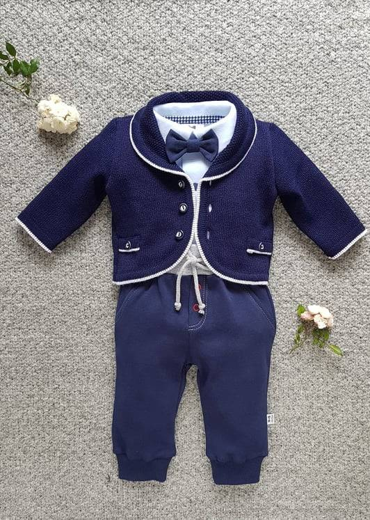 410/2 Little Gentleman Spodnie niemowlęce Marija - granat / szary