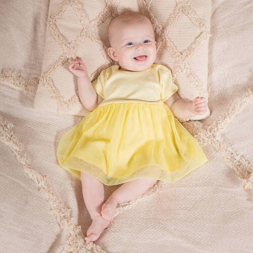 141271 Sukienko-body z krótkim rękawem Nicol - żółty