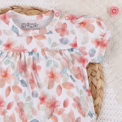 ABN-5428 Kolorowe kwiatki Sukienka z bawełny organicznej Nini druk