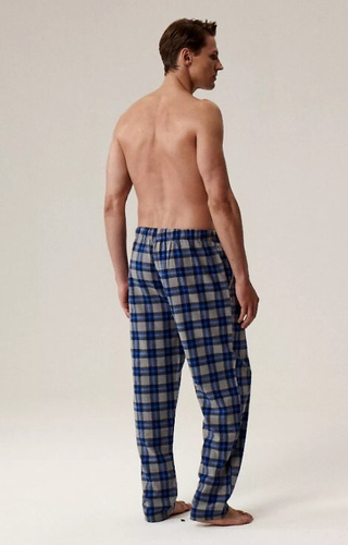NMB -045 Atlantic szary – spodnie piżamowe męskie flanela w kratkę